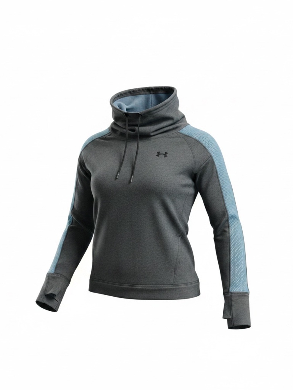 Under Armour Women's Gray Cowl Neck Pullover with Light Blue Sleeve Panels